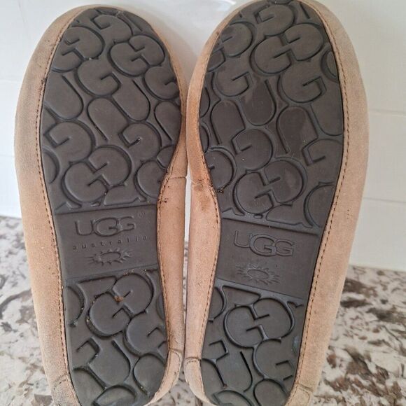 UGG Tan Suede Loafers with Cream Lining - Picture 10 of 10